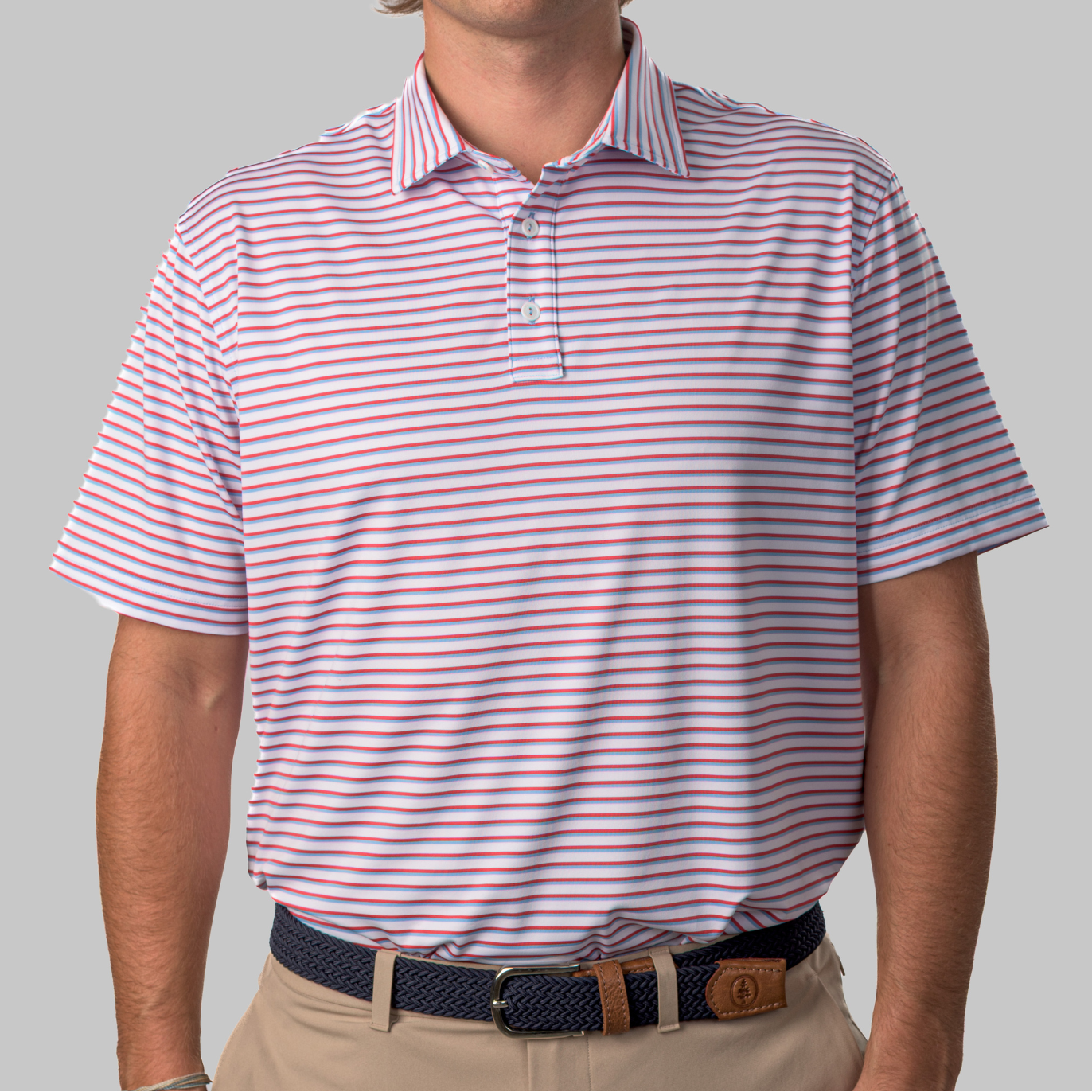 The Cullen Polo White / Della Robbia Blue / Watermelon