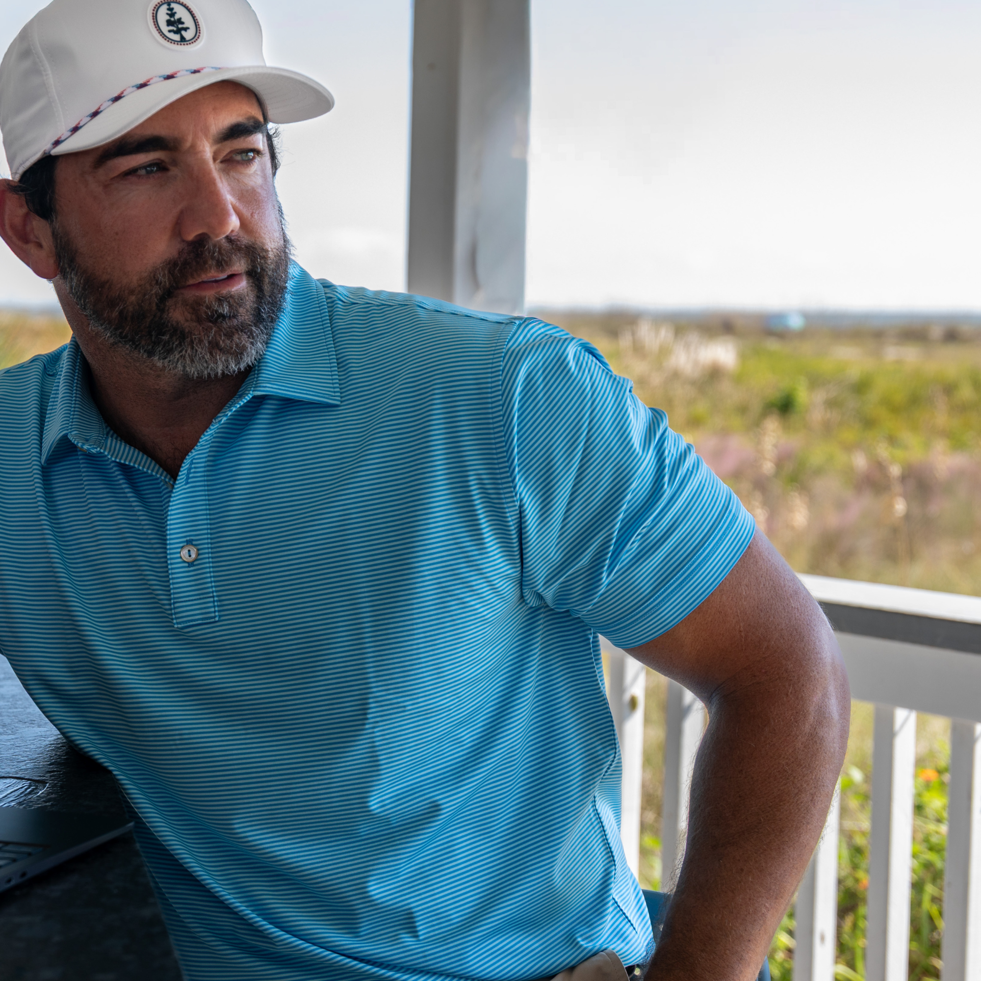 Essential Stripe Ibiza Blue / Island Blue Polo