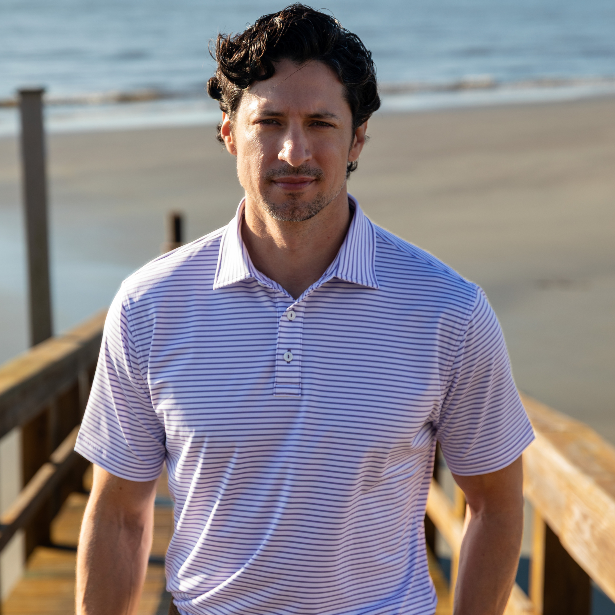 The Thompson Polo White / Aster Purple