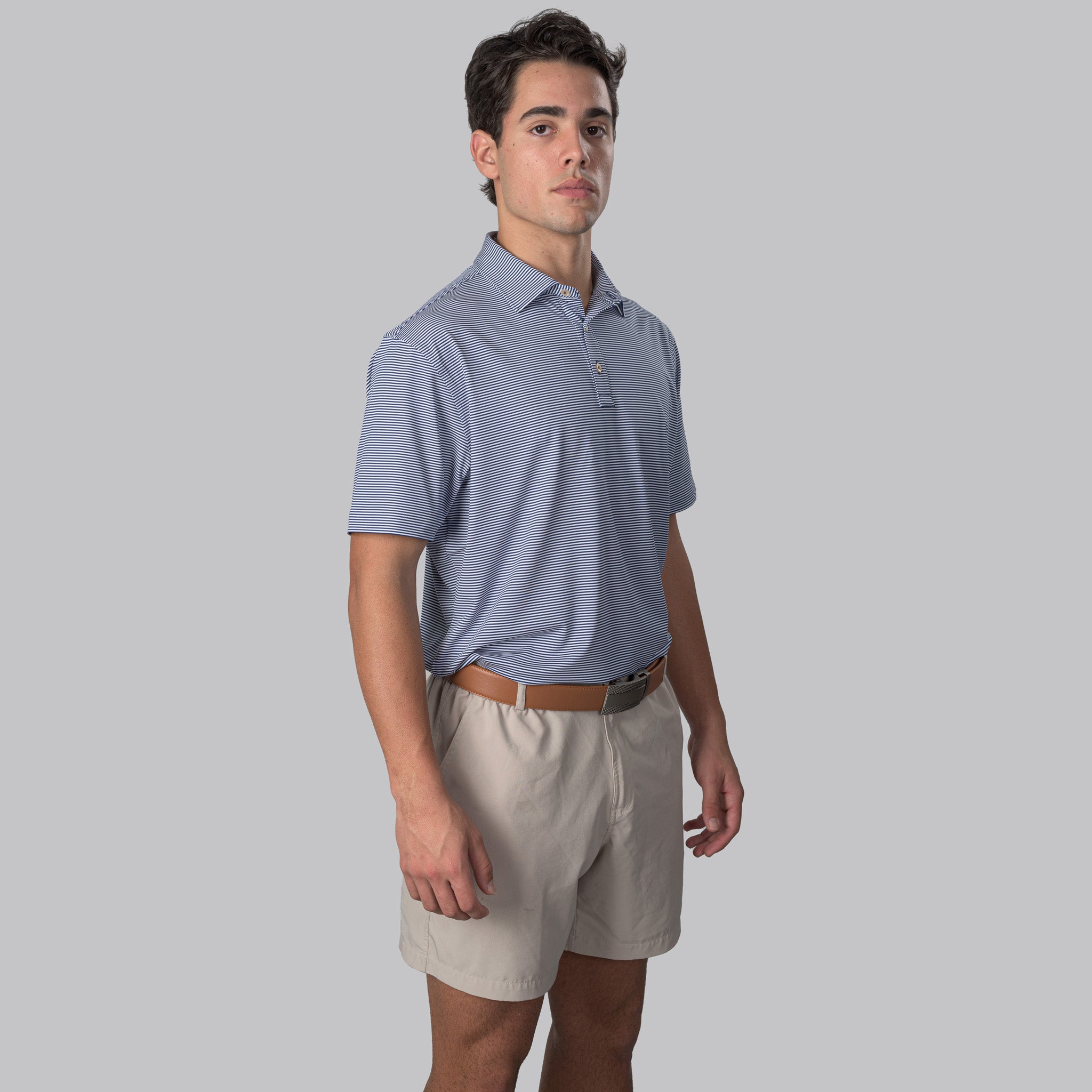 Essential Stripe White / Navy Polo