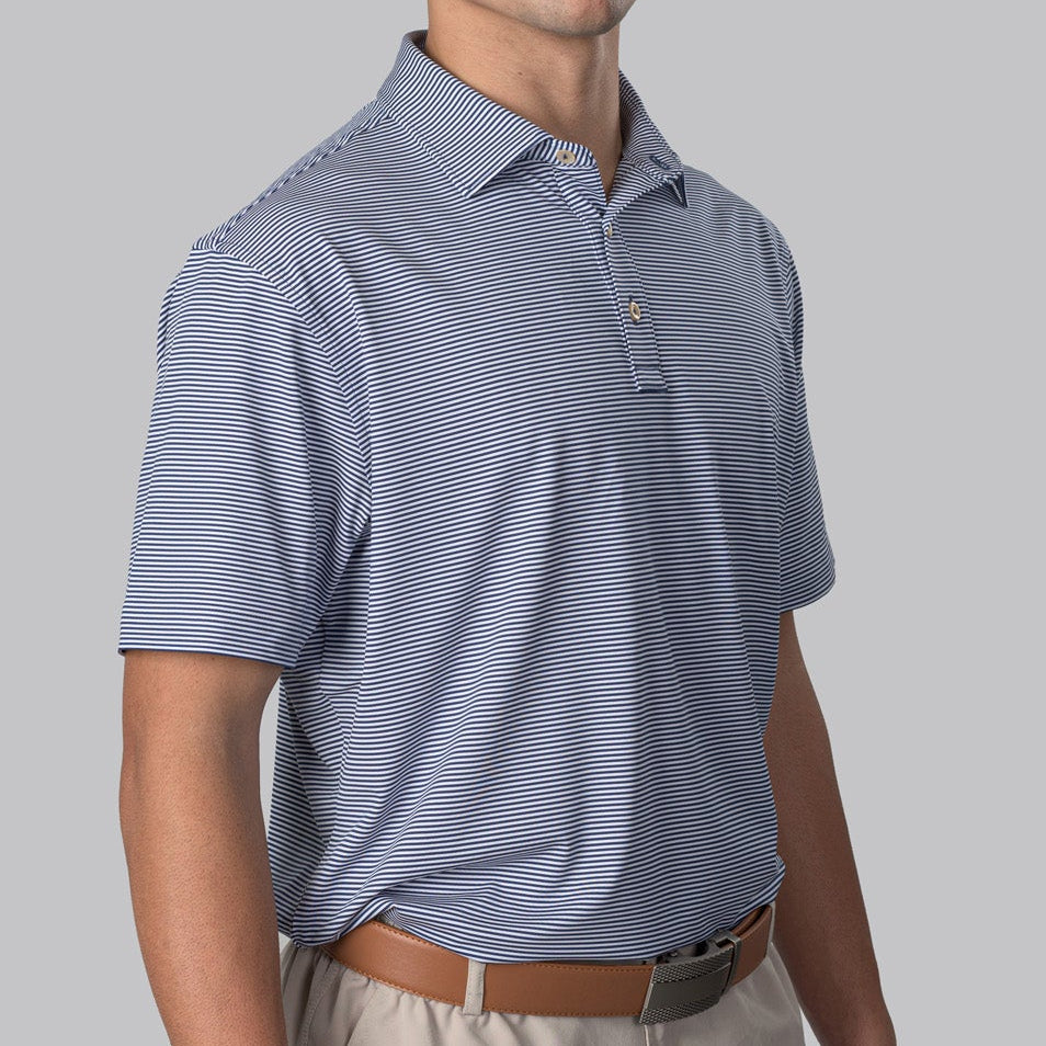 Essential Stripe White / Navy Polo