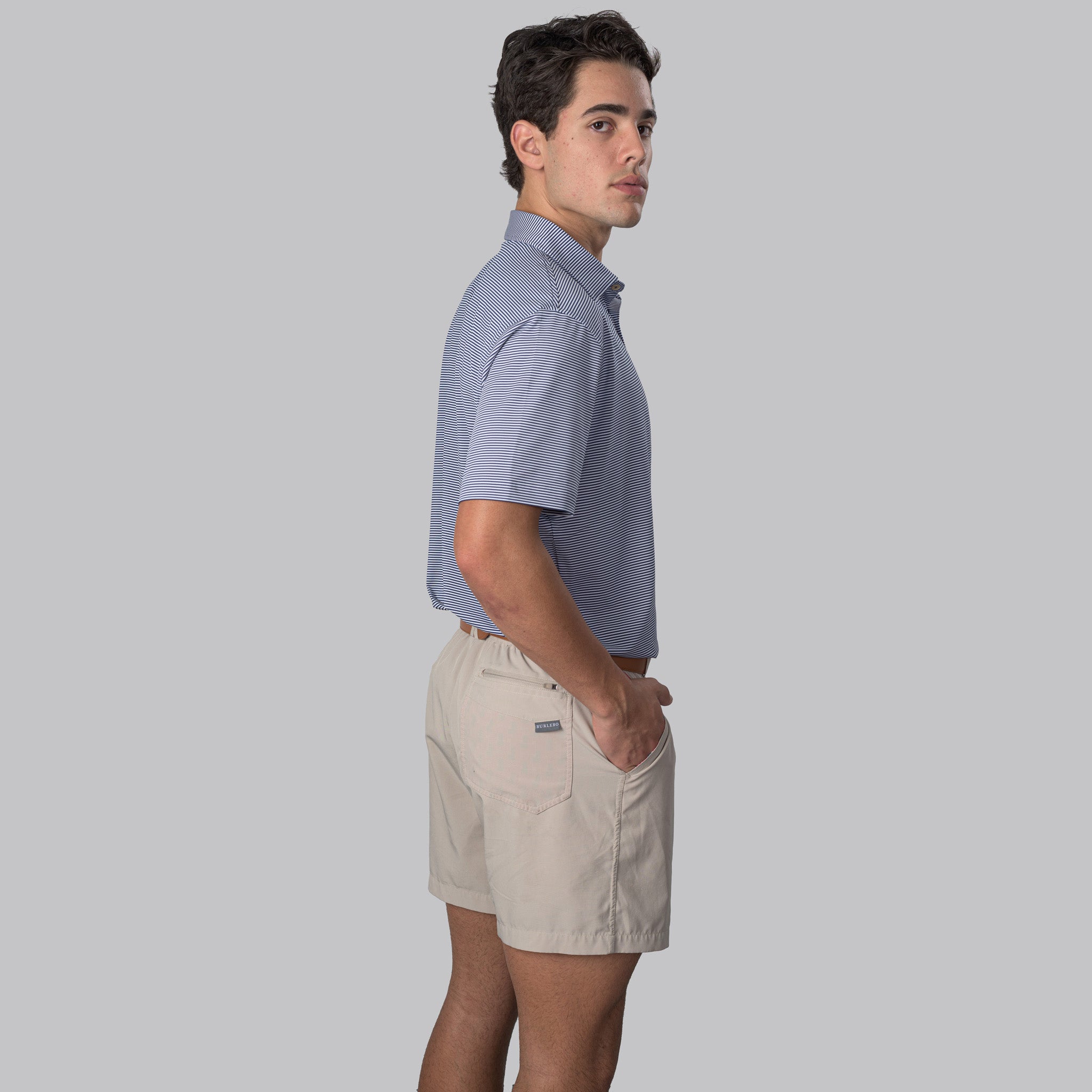 Essential Stripe White / Navy Polo
