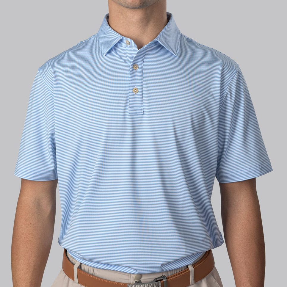 Essential Stripe White / Light Blue Polo