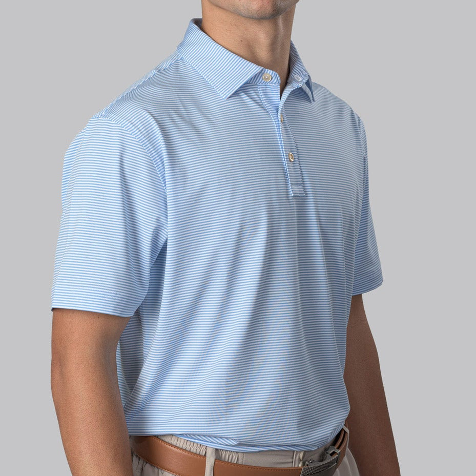 Essential Stripe White / Light Blue Polo