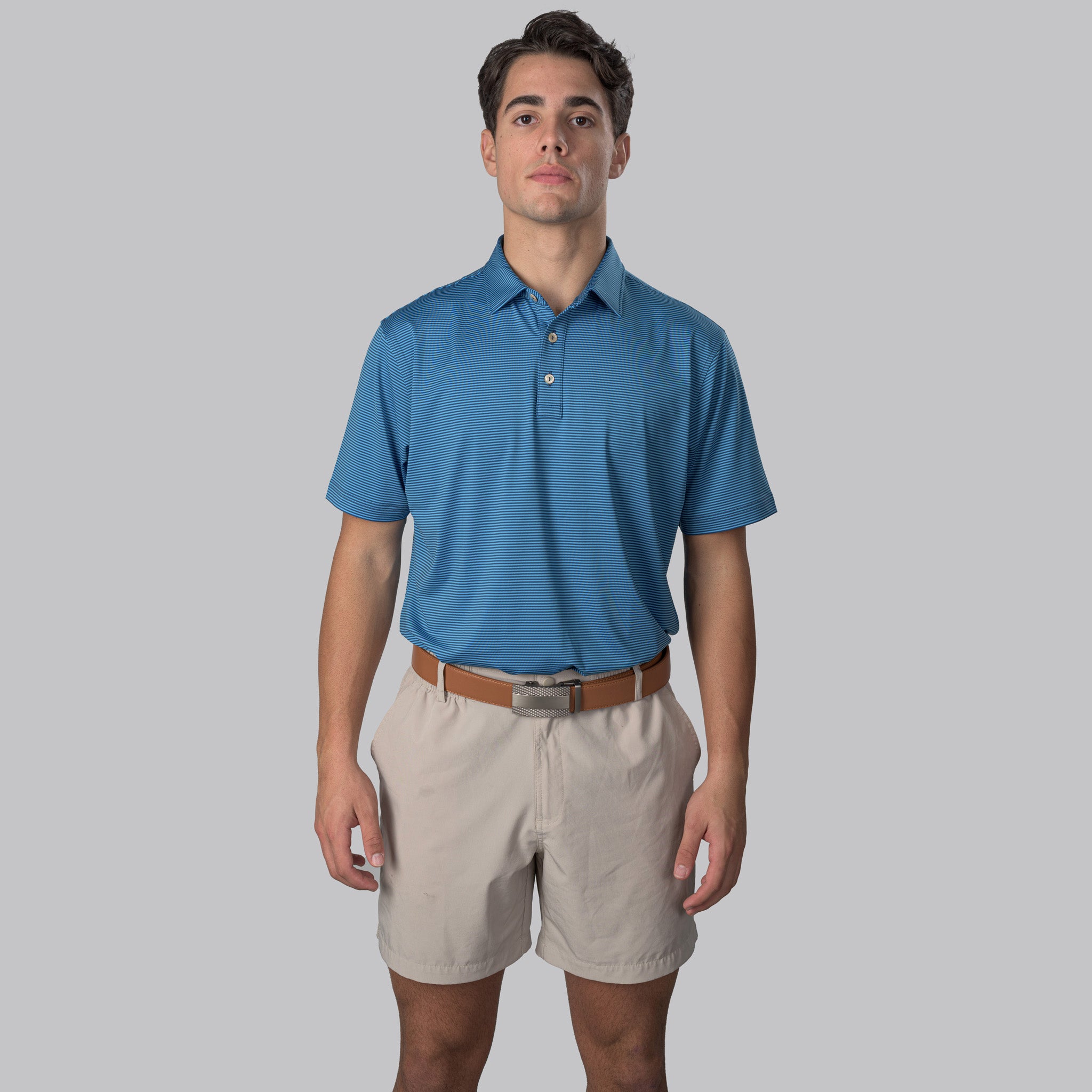 Essential Stripe Ibiza Blue / Medieval Blue Polo