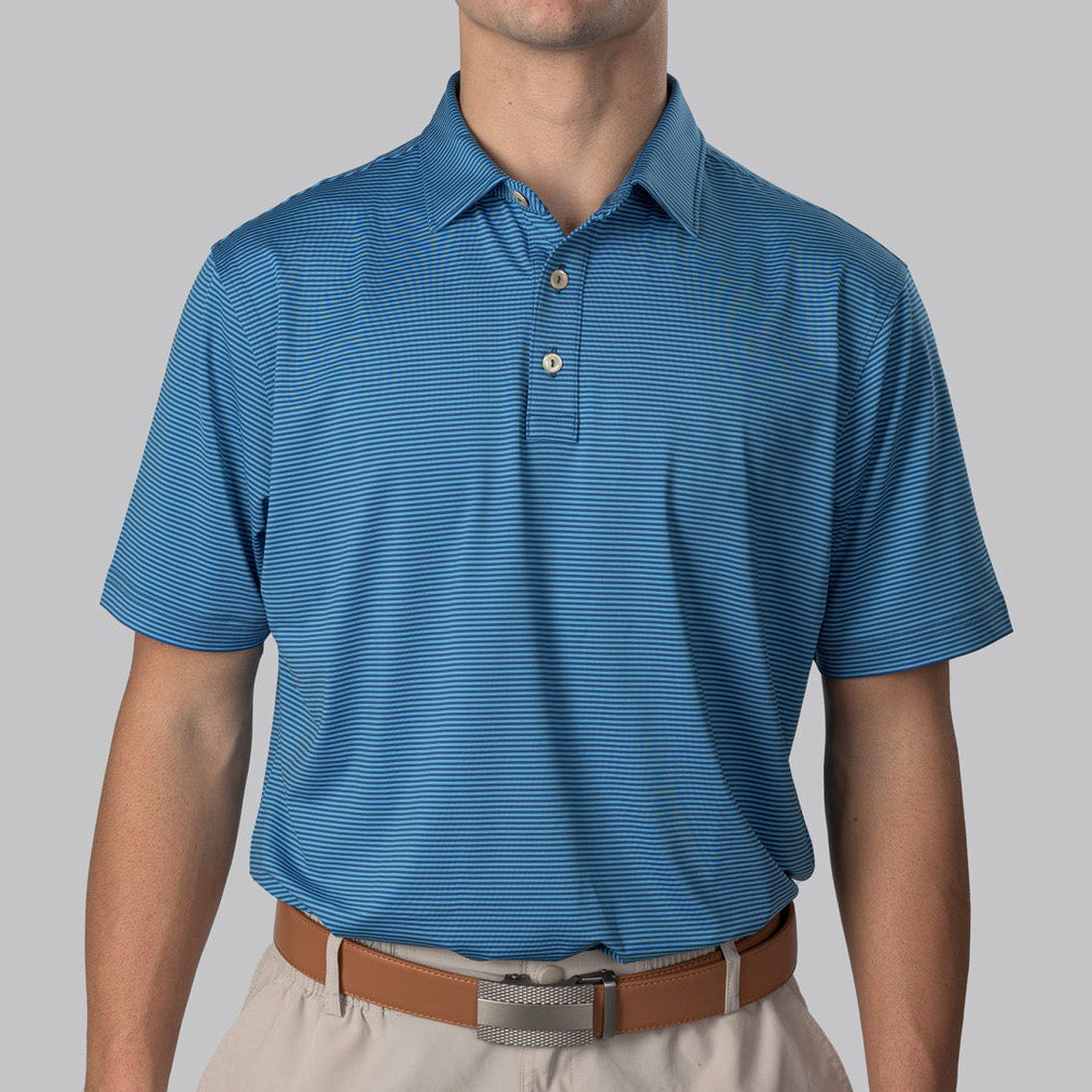 Essential Stripe Ibiza Blue / Medieval Blue Polo