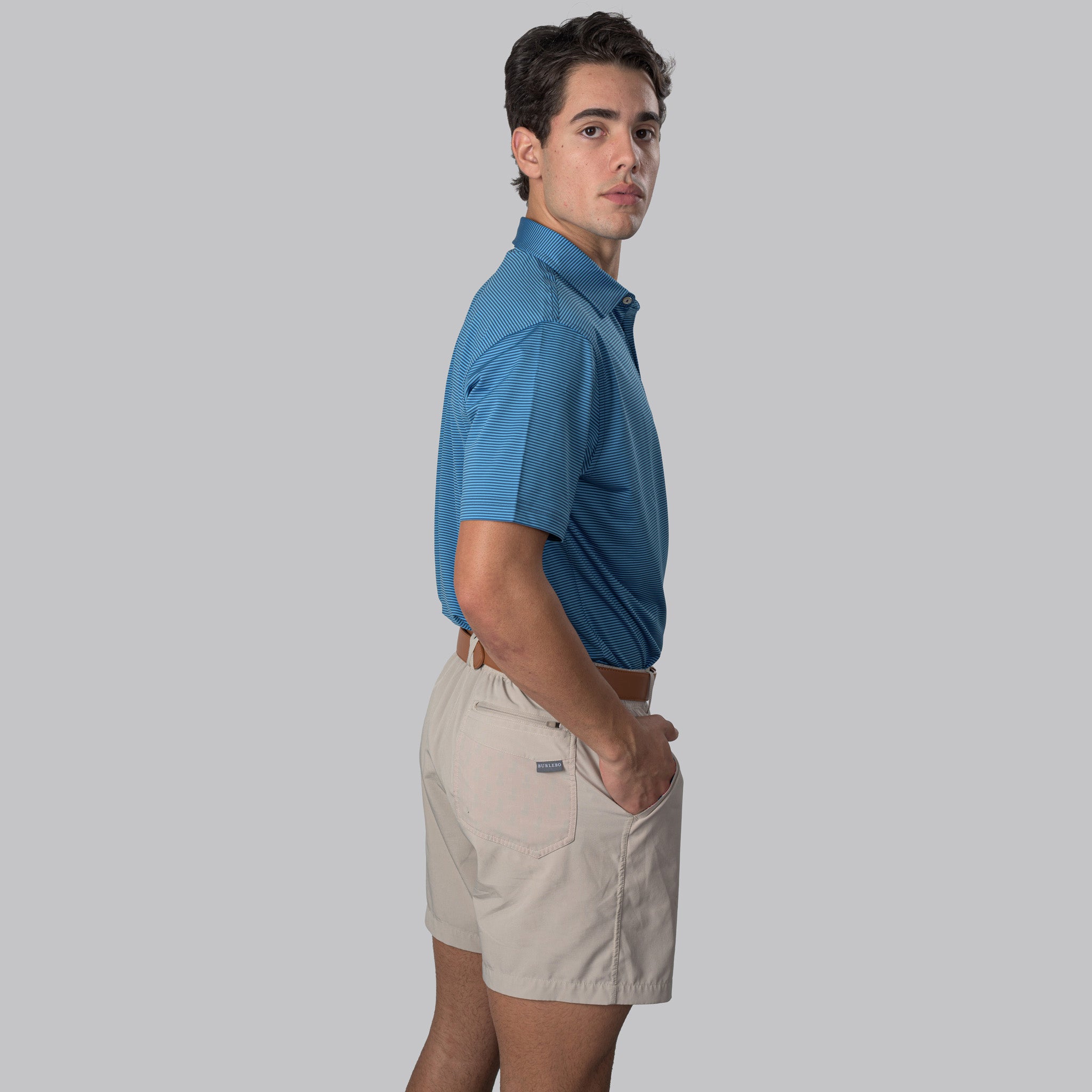 Essential Stripe Ibiza Blue / Medieval Blue Polo