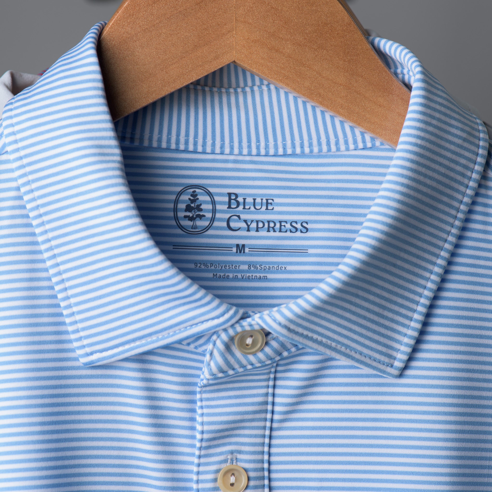 Essential Stripe White / Light Blue Polo