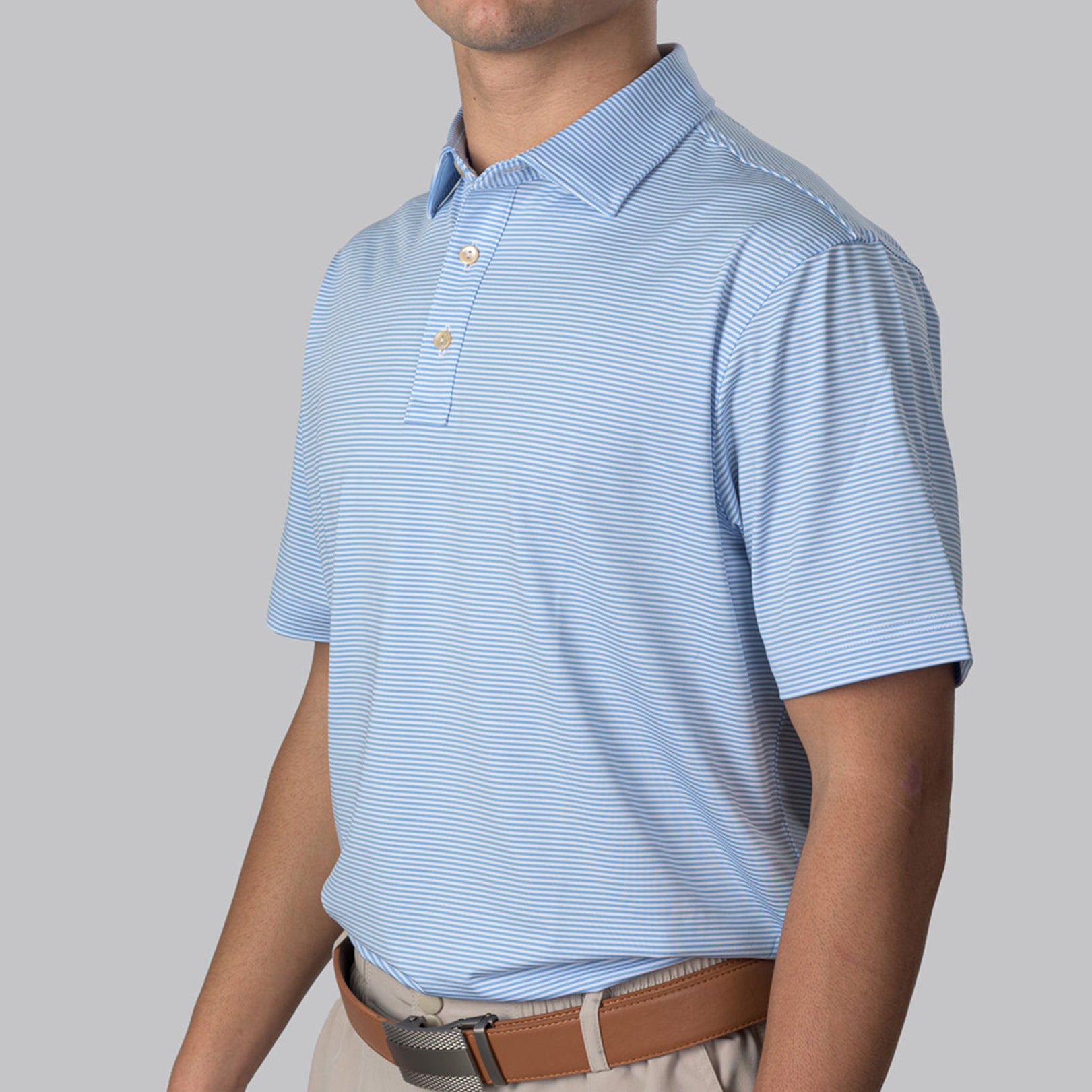 Essential Stripe White / Light Blue Polo