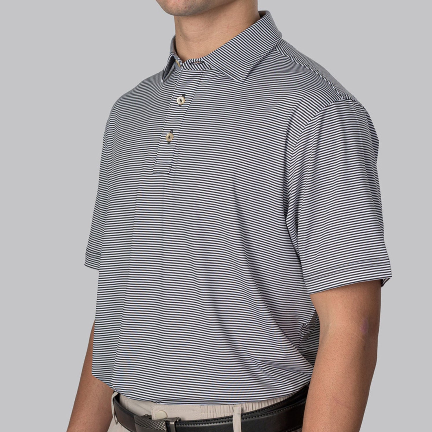 Essential Stripe White / Black Polo