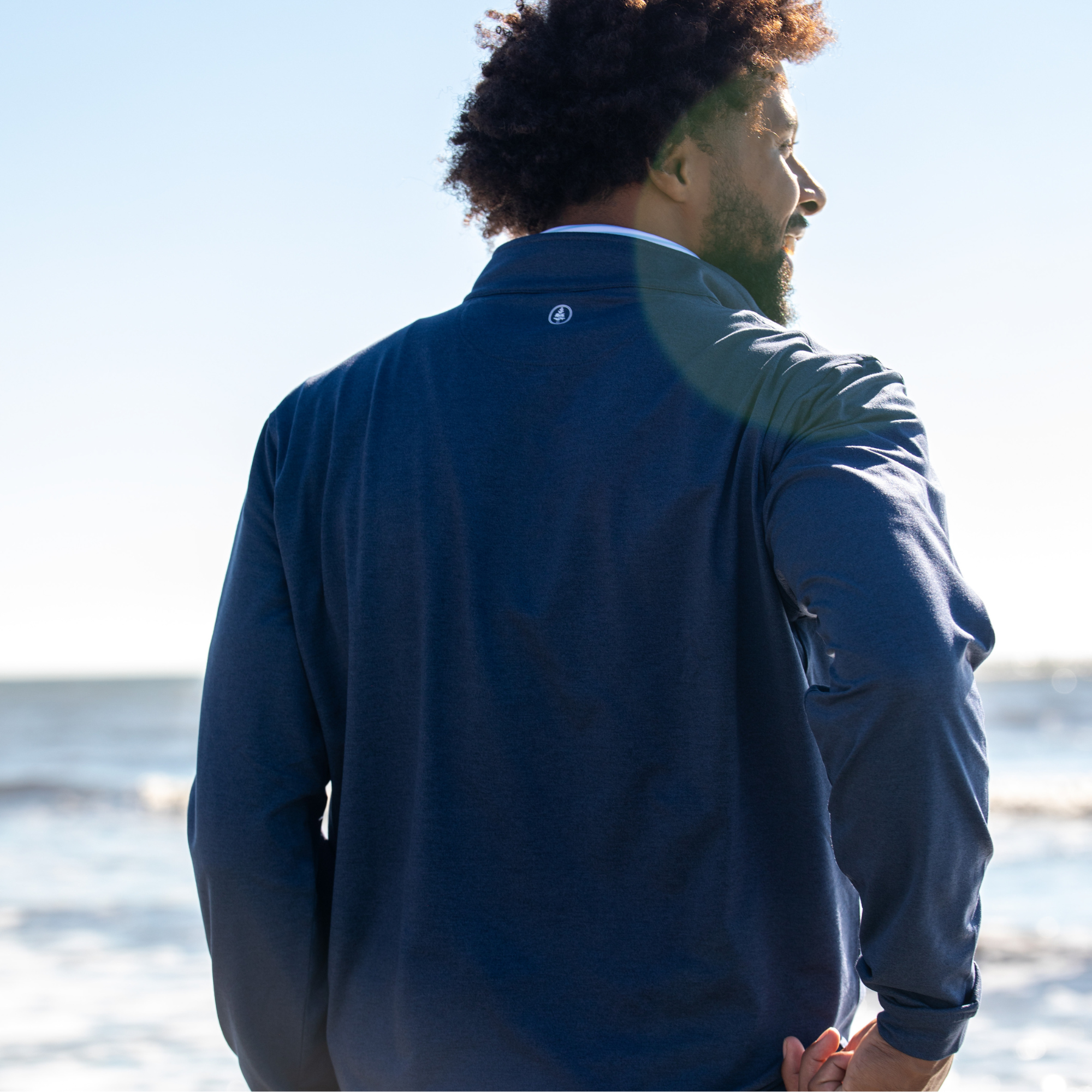 The Isaac Mélange Quarter-Zip- Navy