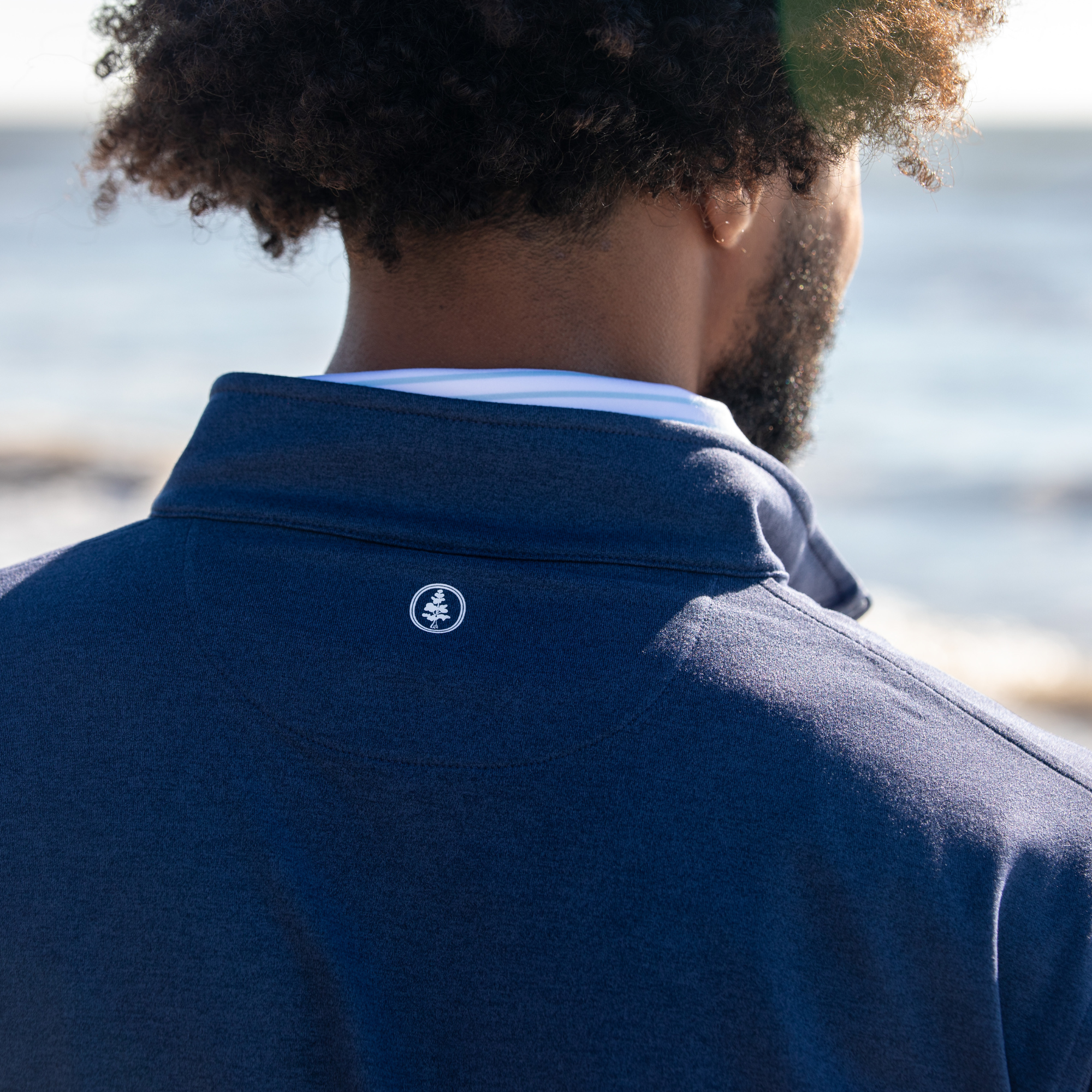 The Isaac Mélange Quarter-Zip- Navy
