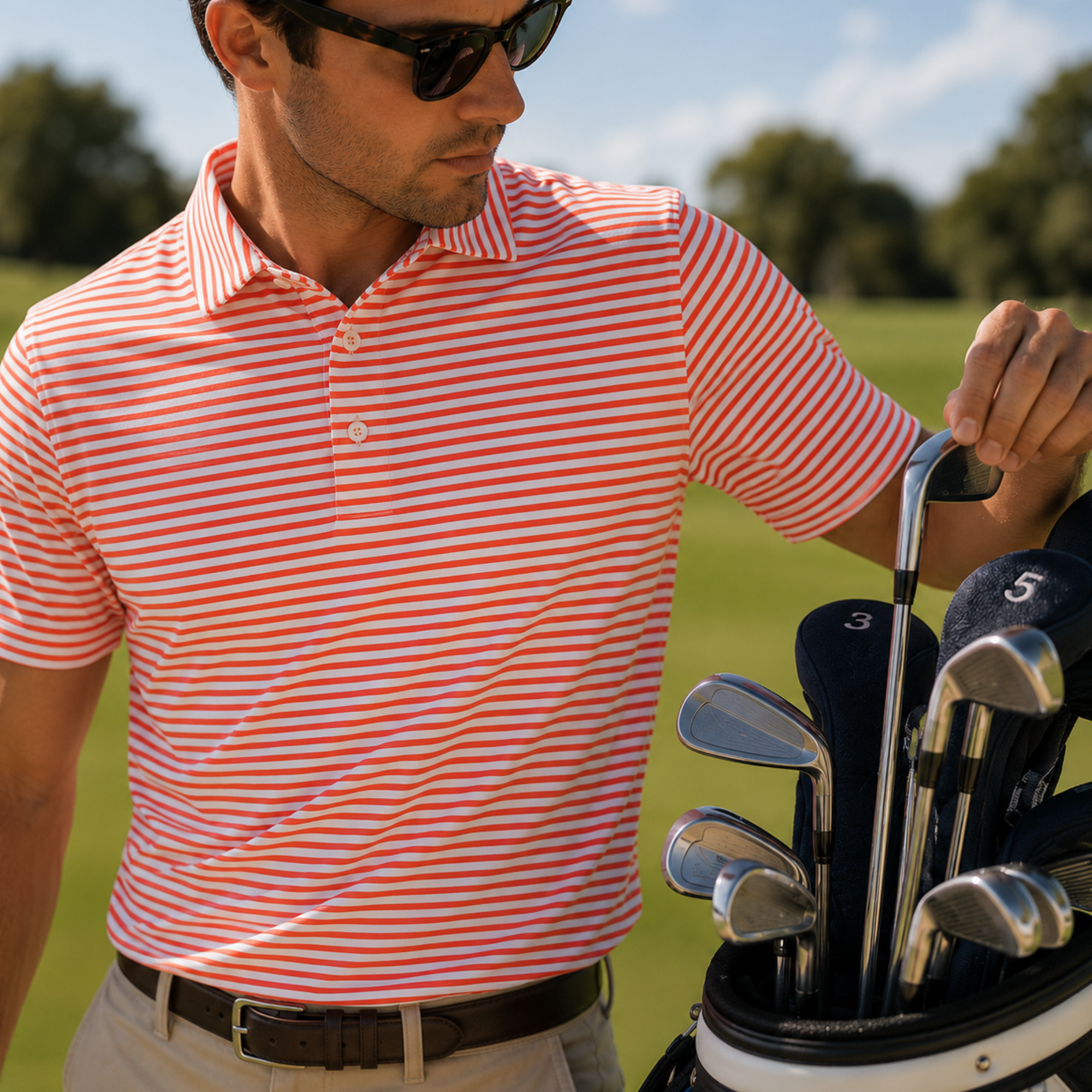 The Jackson Polo - White / Coral Mist