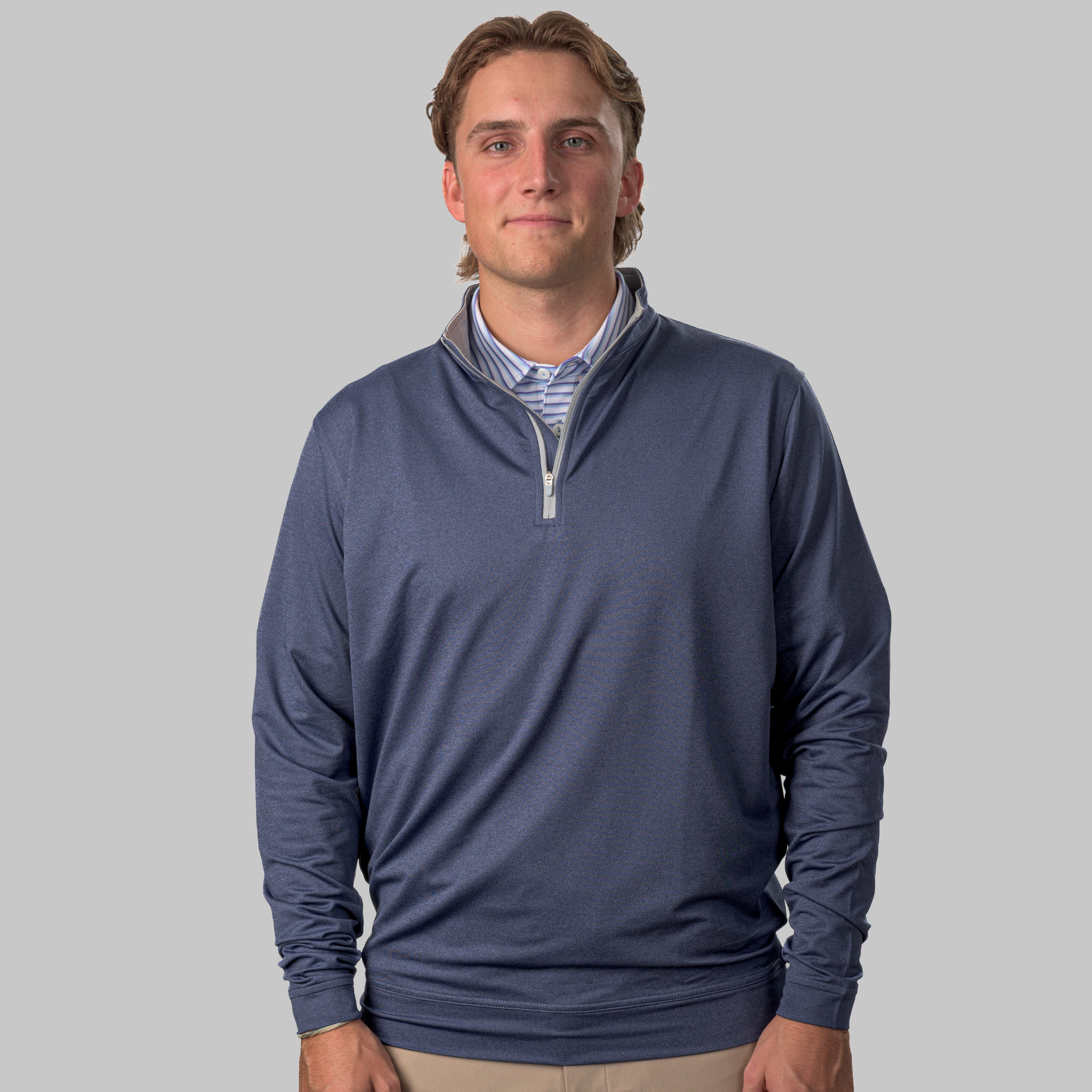 The Isaac Mélange Quarter-Zip- Navy