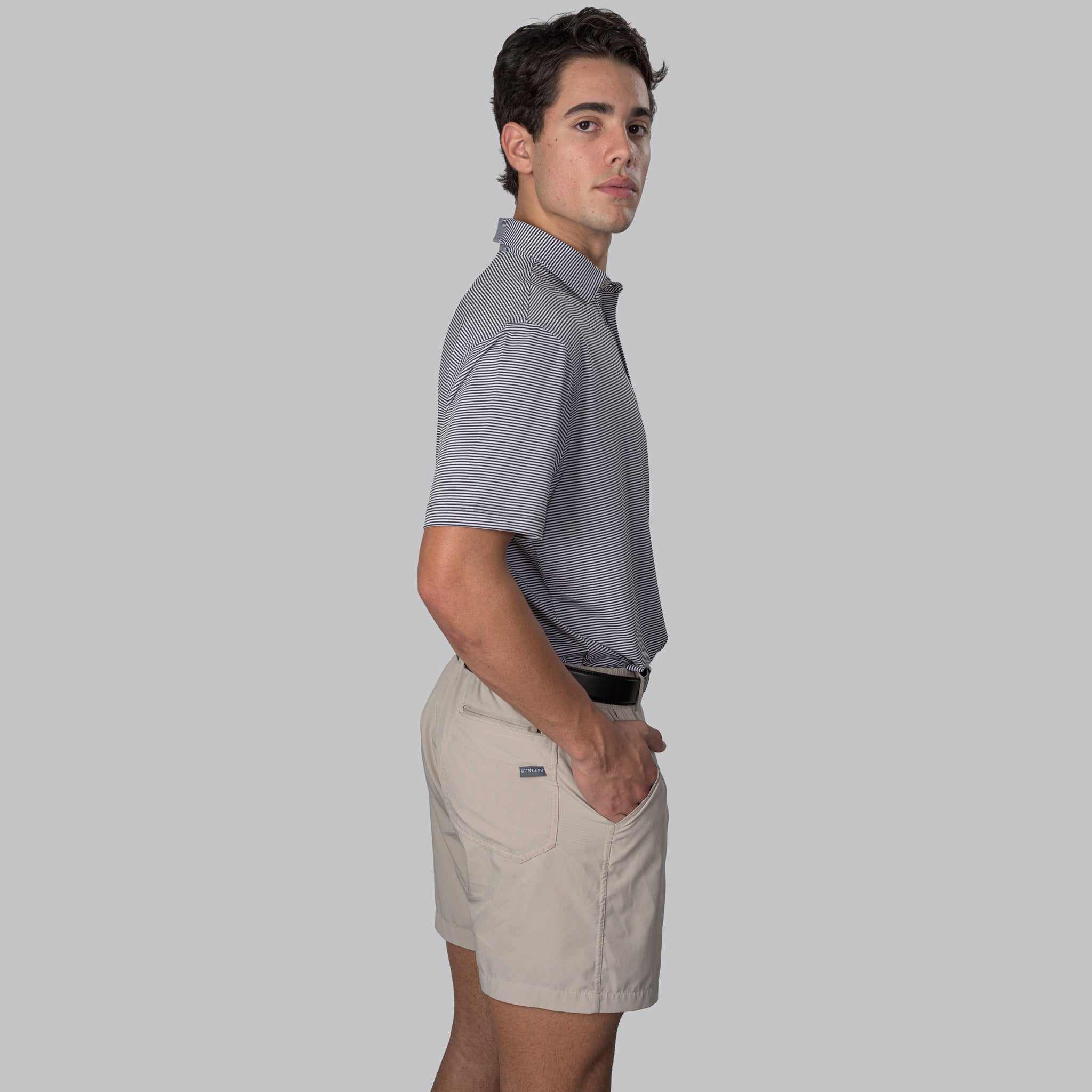 Essential Stripe White / Black Polo