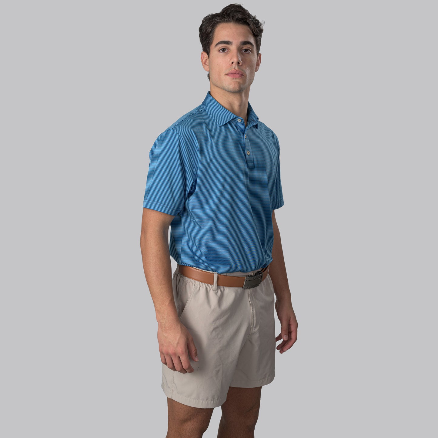 Essential Stripe Ibiza Blue / Medieval Blue Polo
