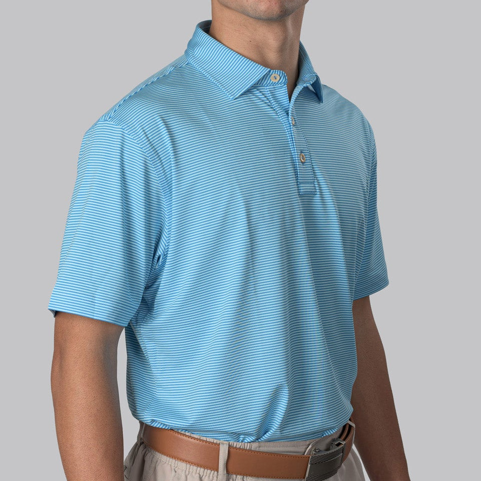 Essential Stripe Ibiza Blue / Island Blue Polo