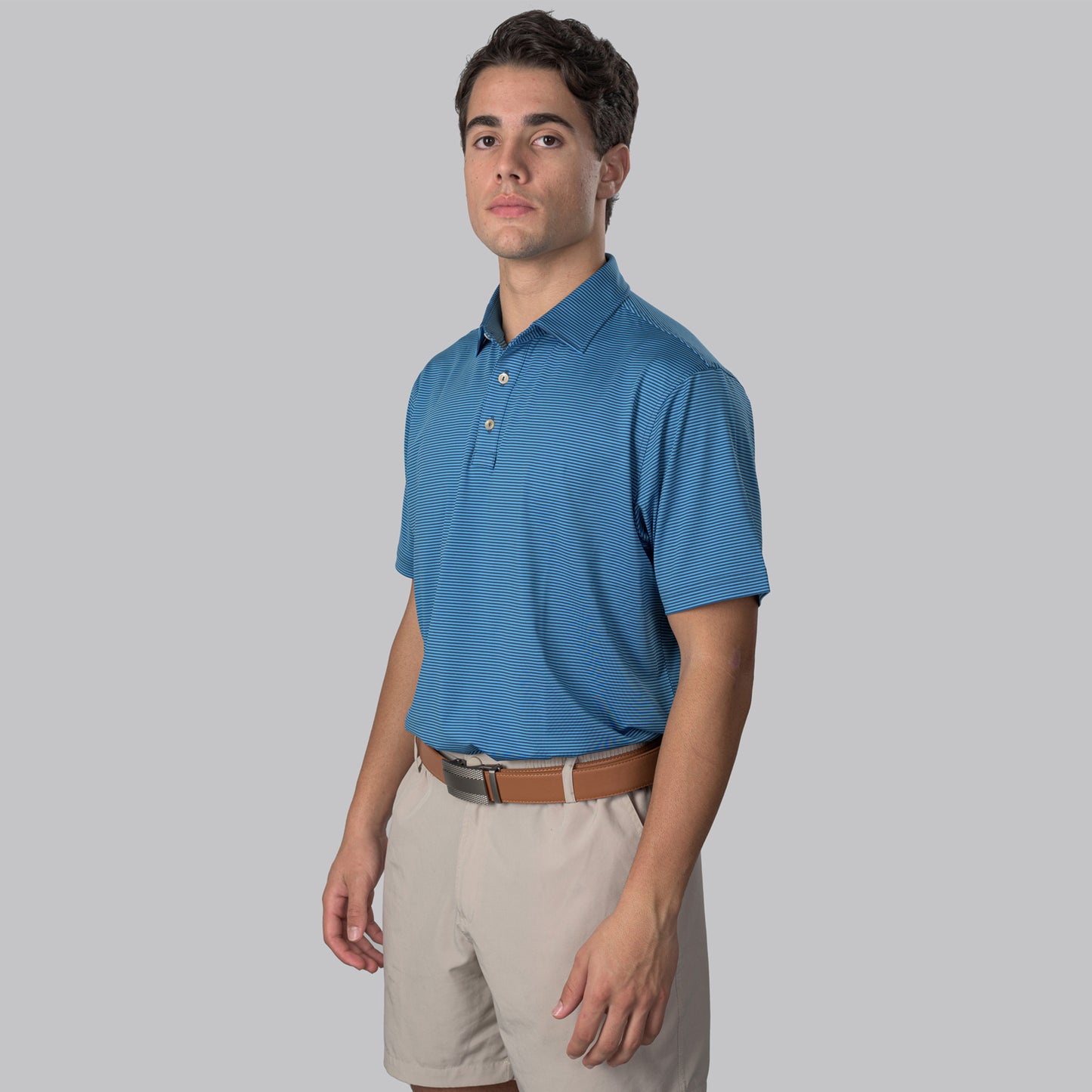 Essential Stripe Ibiza Blue / Medieval Blue Polo