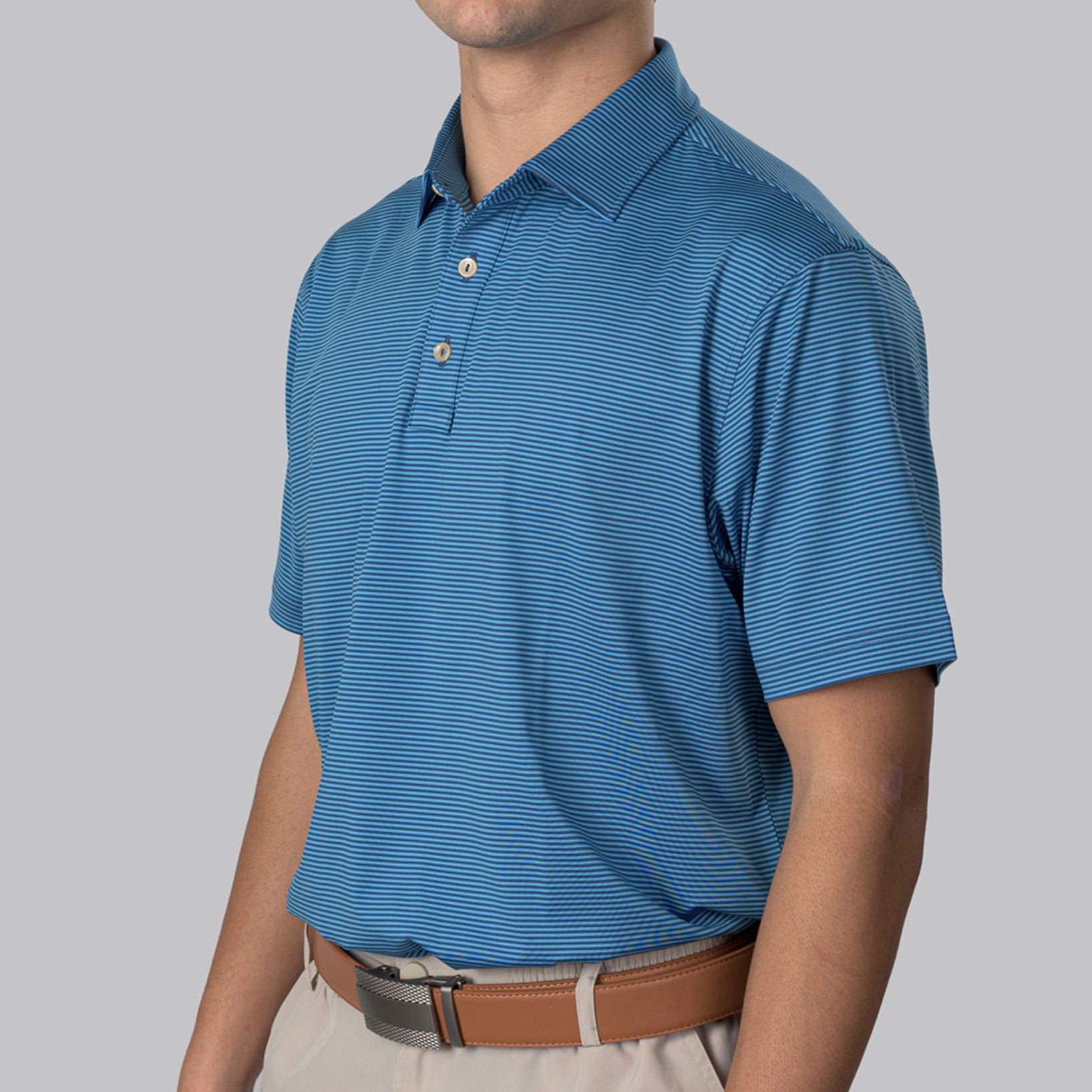 Essential Stripe Ibiza Blue / Medieval Blue Polo