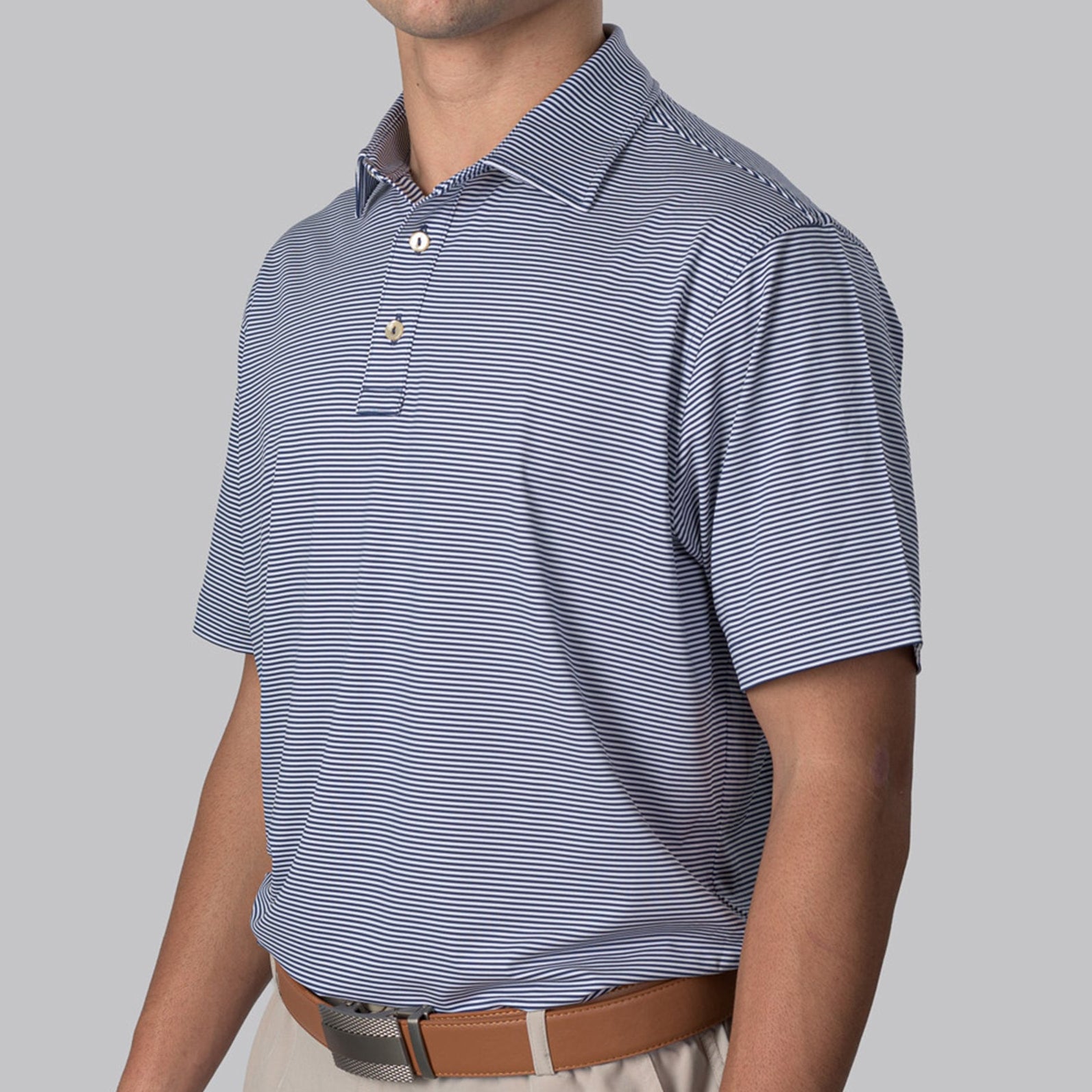 Essential Stripe White / Navy Polo