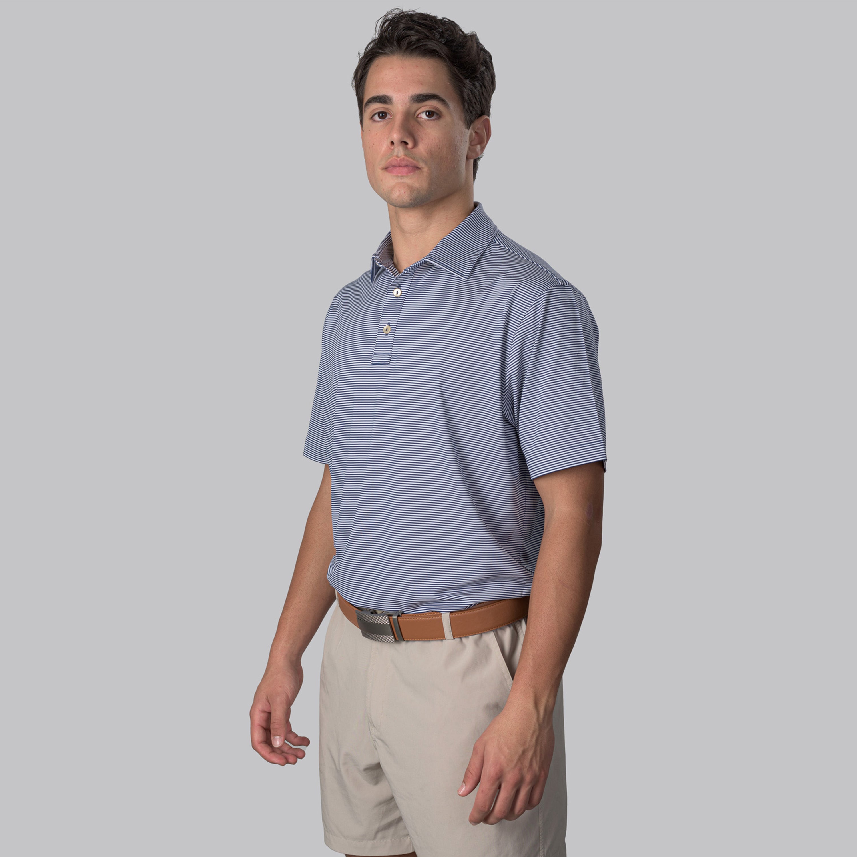 Essential Stripe White / Navy Polo
